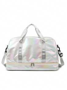 Sac de sport iridescent brillant, avec compartiment à chaussures et poches de rangement humide/sec pour femmes et hommes. Sac de voyage fourre-tout de grande capacité pour femmes