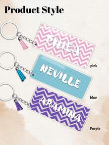 1/2Pcs Personalized Text Keychain Gift, Custom Name Keychains With Tassels, Customized Key Chain, Customizable Acrylic Keyring, 7x3cm, Blue/Pink/Purple, Suitable For Party Gifts, Valentine's Day Gifts, Father's Day Gifts, Mother's Day Gifts, Gifts For Best Friends