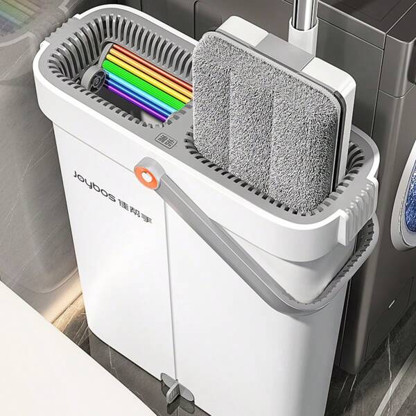 1 pezzo set di mocio piatto e secchio, combinazione di secchio e strizzatore colorati con 4 pezzi di panni in microfibra composita lavabili. Mocio piatto da 40 cm che può ruotare a 360°, stoccaggio a fessura stretta, mocio piatto per pavimenti bagnati e asciutti con sistema senza mani. Ideale per macchie d'acqua in bagno, pulizia di vetro e macchie ostinate sul pavimento.
