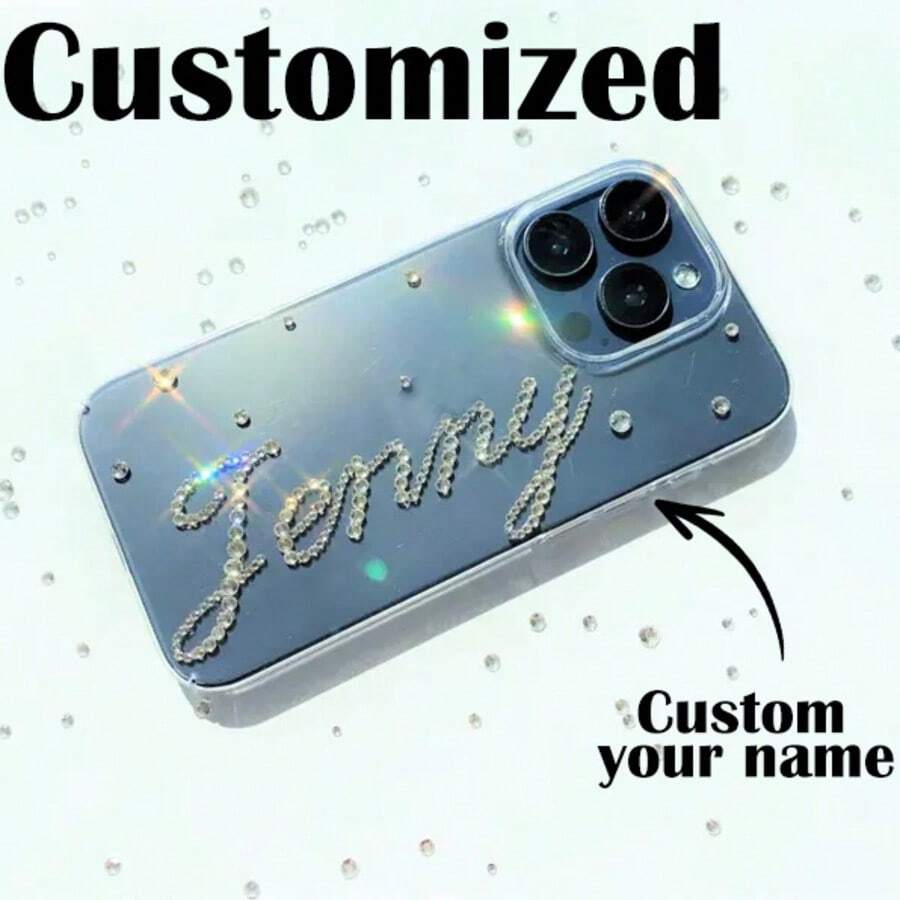 1个定制名字水晶装饰手机壳，手工闪亮礼物，送给朋友和爱人，时尚、多彩、复古、可爱、简约、趣味、定制、个性化、独特、个性化，送给他的理想礼物，送给她的理想礼物，送给男朋友、女朋友、家人、朋友、祖父母、情侣，周年纪念日、生日礼物，定制手机壳，舒适易用，可爱手机壳