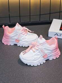 1 双女童厚底运动鞋，2025 新款休闲软底运动鞋，适合户外活动、学校和派对，春/秋季 - 粉色 - 查看 8