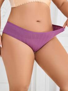 5 PCS Plus Size Women's Ribbed Cotton Panties Sexy Mid Waist Briefs Tummy Control &Butt Lifter Stretch Comfortable And Breathable Sports Underwear