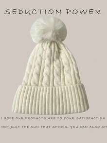 MilyModa Simple Style Winter Thick Adult Women's Beanie Hat - White - View 1