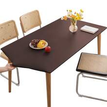  1pc  Rectangular Solid Color Waterproof Tablecloth, Simple Style, Oil-Proof, Dust-Proof, Table Cover Protector, Suitable For Desk, Dining Table, Coffee Table,Kitchen And Dining Room,Home Decor - Coffee Brown - View 6