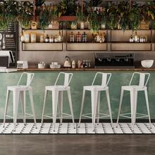 GOOTEEL Metal Bar Stools Set Of 4 Counter Stools With Removable Back White - trắng - Xem 3