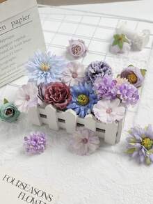 42 件套，玫瑰、茉莉、月季、雏菊等多种花卉组合花头，非常适合 DIY 婚礼、新娘花束、插花、订婚派对、餐桌装饰布置、餐桌中心装饰、迎宾派对、派对、卧室家居装饰、秋季装饰、秋季