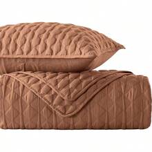 Blue Quilt King Size Bedding Sets With 2 Pillow Shams, Lightweight Soft Bedspread Coverlet, Quilted Blanket Thin Comforter Bed Cover All Season, 3 Pieces, 104x90 Inches, All - Season Bedding - 亮橙色 - 查看 2
