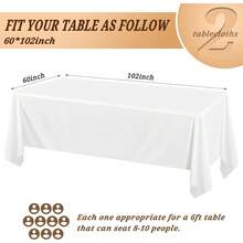 6Pack White Table Cloth, Rectangle Tablecloth 60 X 126 Inch For 8ft Rectangle Tables, Wrinkle Free Washable Polyester Tablecloths For Wedding Reception Banquet Party - White - View 10
