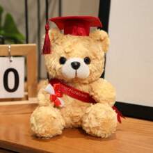 Graduation PhD Cap With Teddy Bear Ribbon | Creative Graduation Souvenir, Plush Teddy Bear Doll, Dorm Decor Photo Prop, Gift For Teacher, Classmate, Friend For Graduation Season