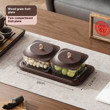 New Minimalist INS Style Luxury Imitation Wood Grain Dry Fruit Plate, Snack Nut Candy Storage Box, Home Living Room Tea Table Fruit Plate, Anniversary Supplies, Holiday Fruit Plate, Office Desk Fruit Plate