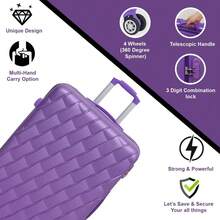 Deluxe Edition 28" Large Suitcases On 4 Wheels Lightweight Hard Shell Luggage Durable Check In Hold Luggage Built-In 3 Digit Combination - Purple - View 2