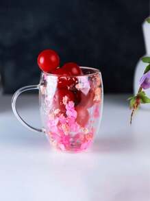 1 Double-Layer Glass Coffee Cup With Dried Flowers, Insulated And Heat-Resistant Water Cup, Suitable For Hot And Cold Drinks, Perfect For Cold Drinks, Sparkling Water, Fruit Tea, Juice And Latte Coffee - Suitable For Weddings, Parties, Bridal Showers, Birthday Gifts, Etc Back To School