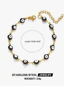 1 件不锈钢简约波西米亚邪眼手链，适合女性日常佩戴 - 彩色 - 查看 8