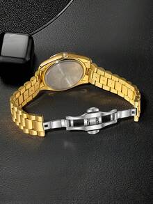 TOMI石英男士手表套装，配星月胸针戒指，时尚商务石英表礼盒，适合日常生活、商务活动、父亲节、情人节、圣诞节等场合。