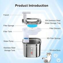 1 Pc 2.2L Stainless Steel Pet Water Fountain, Automatic (Power Adapter Not Included) - Multicolor - View 4