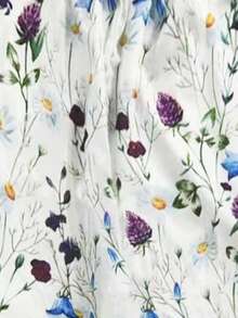 Plus Women's Printed Wide Straight Elegant Pants - White - View 4