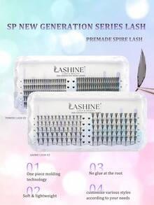Lashine 10 Reihen D-Locken 0,05 mm Dicke synthetische Nerz Manga Anime Comic Spirale Wimpern 8-15 mm Mischlänge Federform Falsche Wimpern Comic Spirale Wimpernverlängerung Vorgefertigte Fächer Natürliche Kaschmir Manga Falsche Wimpern - D - Übersicht 2