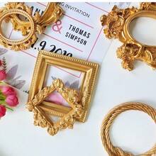 欧式复古INS金色迷你相框道具美甲项链拍照饰品珠宝拍摄背景配件 - 彩色 - 查看 4