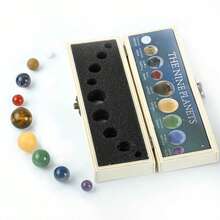 9pcs Natural Crystal Stone Sphere Ball 9 Planets Solar System Healing Gemstone Energy Rock Desk Decor Galaxy Universe Model Celestial Creative Gift Home Office Desk - Multicolor - View 6