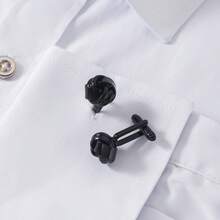1 Pair Fashionable Personalized Minimalist Business Style Stainless Steel Geometric Braided Cufflinks, Suitable For Groom And Groomsmen Suit & Shirt Cuff Accessories, Father's Day And Wedding Season Gift (No Gift Box)