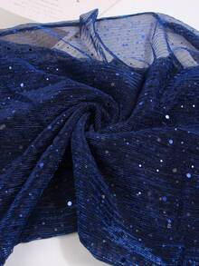 1pc Women's Bandana Light Thin Solid Sequin Scarf, Headband, Middle East Headscarf, Decorative Shawl, Suitable For Daily Use, Sun Protection - Sapphire - View 3