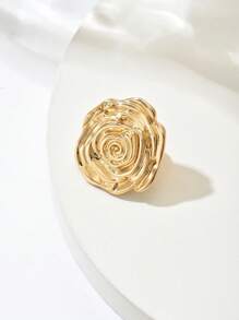 1pc Retro Chic Metallic Flower Shape Women Brooch