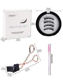 MAGEFY 2 Pairs CC Curl Magnetic Eyelash Kit With 5 Pcs Eyelash Curler+ Magnetic Clips ,1 Boxes Magnetic False Eyelashes+1 Boxes Magnetic Half Eye False Eyelashes,Glue-Free Natural Looking Reusable False Eyelashes - 自然纖長款 - 查看 4
