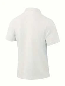 Men's Casual Waffle Snap Button Short Sleeve Shirt - White - View 2