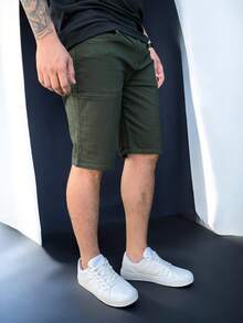 Men's Twill Bermuda Shorts Men's Casual Sport Bermuda Shorts - 軍綠色 - 查看 2