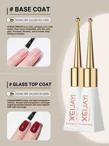 XEIJAYI 2pcs 10ml Gel Top Coat And Base Coat Set No Wipe Matte Top Coat And Base Coat Long Lasting UV Soak Off Combination Gel Nail Polish - Clear - View 2