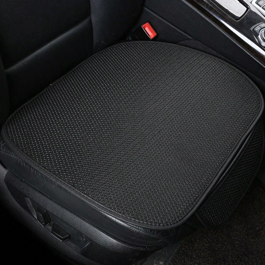 1 pieza Cojín transpirable de seda helada para asiento de carro, sin respaldo y multiusos con bolsillo de almacenamiento, universal para sedán