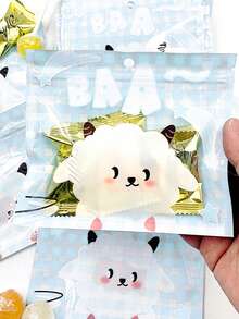 20个可爱卡通兔子和小狗印花袋，宰牲节糖果饼干包装袋，烘焙食品包装小礼品袋，半透明自封袋 - 查看 4