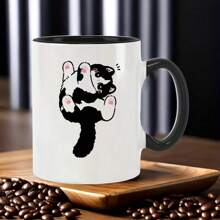 [Cute Cartoon Kitten Pattern Mugs] 1pc Creative And Unique Ceramic Coffee Mugs For Juice, Milk, Coffee - Perfect Birthday Gift And Holiday Gift For Family, Him, Office Afternoon Tea Coffee Mugs, Family Breakfast Milk Mugs, Cold Drink Mugs, Mugs Of Water, Milk Tea Mugs, Beer Mugs And Other Interesting Mugs, Reusable Ceramic Material, Also Suitable For Party Creative Gifts. Back To School
