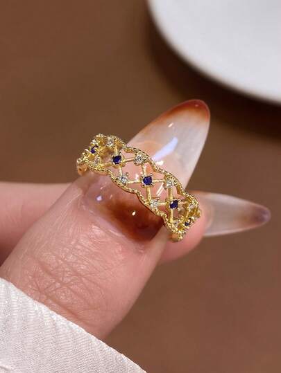 1 pieza Anillo de plata de ley 925 con encaje vintage y circonita para mujer, accesorio de fiesta, decoración diaria, joyería fina de alta calidad como regalo