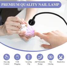 SAVILAND U V LED Nail Lamp – Mini Led Nail Lamp Gel Lamp For Nails With Securing Clip Rotatable Led Light For Nails For Curing Gel Polish U V Nail Gels Manicure Home DIY, Black - 黑色 - 查看 7