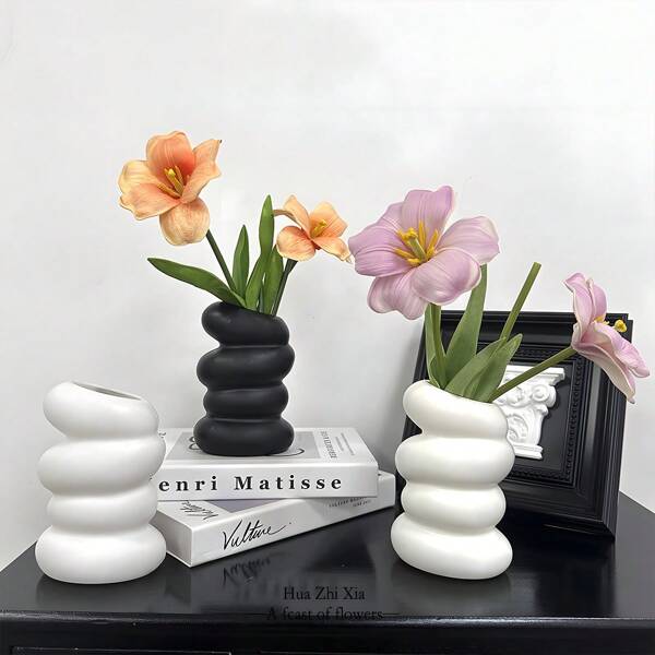 1 Pc Creative Vase Ins Style Light Luxury High End Shaped Pebble Home Plastic Ornament Living Room Flower Arrangement Entrance Decora