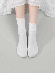 6 Pairs Of Ruffle Socks Women, Cute Breathable Casual  Ruffle Ankle Socks - 6 Pairs White6 - View 4