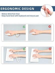 凝胶云朵鼠标腕托，清凉舒适，支撑手腕和手臂，缓解鼠标使用和打字带来的疼痛，适用于办公/电脑/笔记本电脑/游戏鼠标垫（透明白） - 無色 - 查看 6