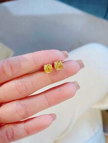 1 Pair Minimalist Fashion S925 Sterling Silver 4-Claw Cubic Zirconia Stud Earrings, Simulated Diamond Earrings For Women, Birthday Gift For Girlfriend/Best Friend