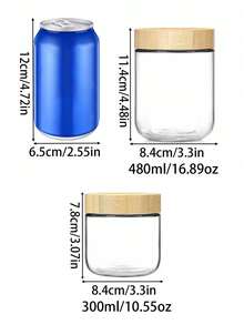 2pcs/4pcs/6pcs 480ml 16.23oz Glass Jars,Overnight Oats Containers With Lids,Kitchen Glass Canisters,Oat Container With Lid,Glass Storage Container Airtight Food Jars With Wood Lids,Glass Cup,Food Storage Containers,Seasoning Jars,Oat Cup,Yogurt Cup,Breakfast Cup,Grain Jar,Salad Cup,Can Enter Dishwasher,For Yogurt - Multicolor - View 9