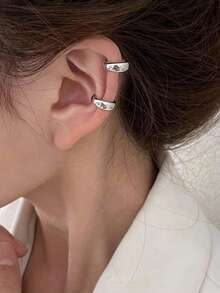 2pcs Set Clip On Earrings, Women's Fake Ear Cuff Rings, Fashion Circle Cartilage Clip Earrings, Girl's Jewelry Gift