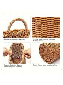 1/3 Stücke Wandaufhänge Korb Set, verschiedene Stile verfügbar, gewebte Plastik-Rattan-ähnliche an der Wand montierte Organizer Körbe, handgefertigte Hängecontainer für Küche, Ingwer Knoblauch Obst Blumen, Mehrzweck Aufbewahrungsregale, perfekt als Geschenk zu Weihnachten/Halloween