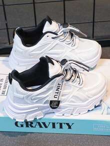 1 双女童厚底运动鞋，2025 新款休闲软底白鞋，适合户外活动、学校和派对，适合春秋季节 - 黑色 - 查看 6