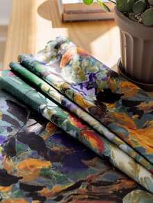 1 件全新花卉油画全遮光双层复合窗帘，隔热，适用于家庭/办公室/派对装饰