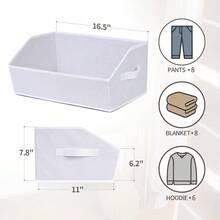 Closet Organizers Bins 6 Packs - Large Closet Shelf Organizer With Handles, Fabric Trapezoid Storage Bins For Bins And Baskets For Shelves. Light Grey
