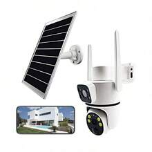 Cámara de seguridad inalámbrica de alta definición 1080P, para exteriores PTZ con audio bidireccional, detección de movimiento, giro-inclinación de 360°, visión nocturna a color, lente gran angular, PIR, montaje en pared, alimentada por energía solar con batería de litio, control remoto, sistema de monitoreo doméstico inteligente con control de aplicación, WiFi de 2.4G/5G, LED para monitoreo de bebés y mascotas - Blanco - Ver 13