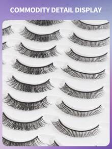 40 Pairs Mixed Pack Natural Crossover False Eyelashes Handmade Lengthened Thick Curly Eyelashes Artificial Mink Eyelashes Makeup Tools Hot Sellers - 黑色 - 查看 8