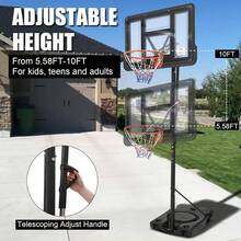 CuisinSmart 4.43-10ft Adjustable Height Portable Basketball Hoop Outdoor For Adult,Sturdy Enlarged Base & Shatterproof PC Backboard - Manual Lift (5.58-10ft Adjustable Height) - View 5