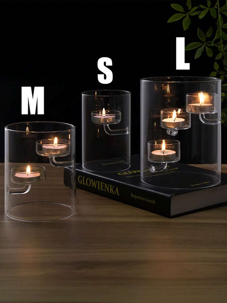 European Cylindrical Hurricane Glass Candle Holder, Windproof Candle ...