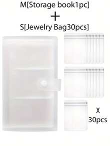 1个磨砂透明珠宝收纳册，配30个抗氧化收纳袋，珠宝收纳袋，首饰袋，小饰品透明袋，纪念品，小饰品，耳环返校 - 彩色 - 查看 18